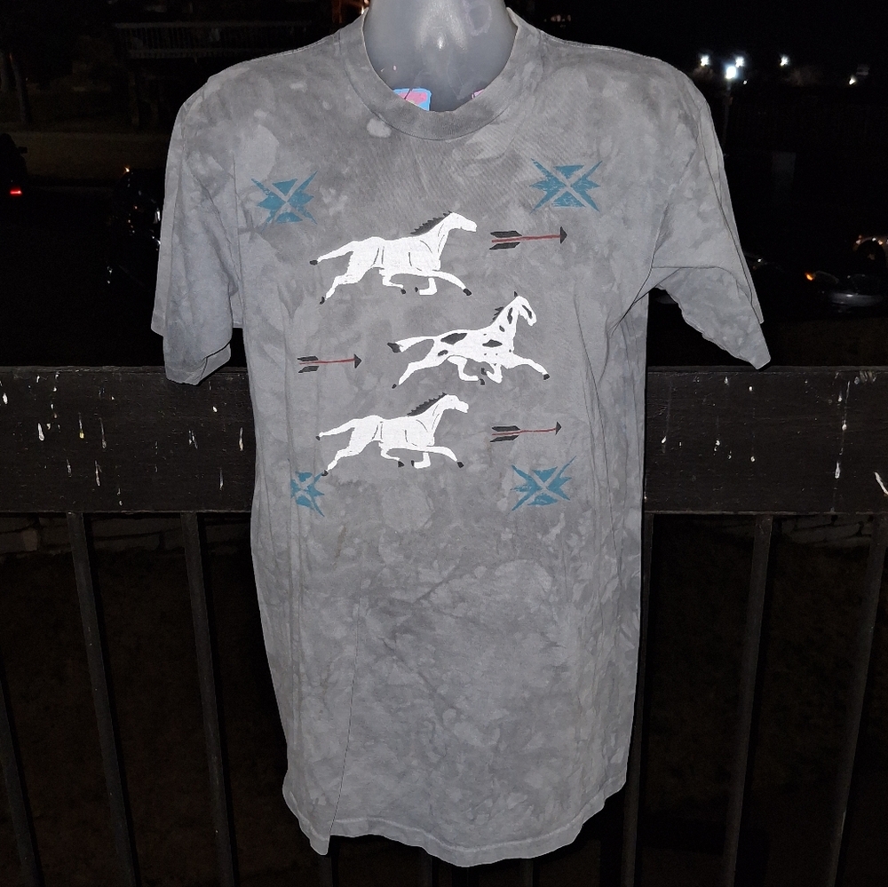 Vintage Single Stitch Native Horse  Tie Dye T Shirt Size XL